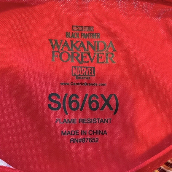 Marvel NWT 6 Black Panther 2pc costume. L/S, elastic waist & pant hem. Red, gold - Picture 2 of 7